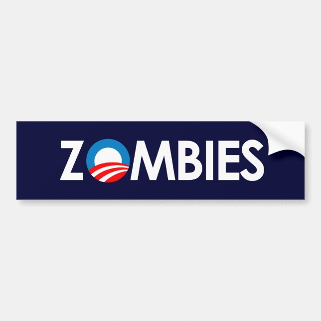 Anti-Obama - Zombies weiß Autoaufkleber (Vorne)
