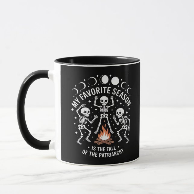 Anti Patriarchat Skeleton Herbstdrossel Tasse (Links)