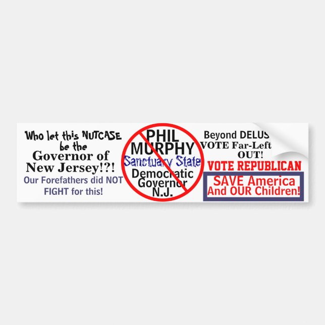 Anti-Phil Murphy NJ Demokratischer Gouverneur Autoaufkleber (Vorne)