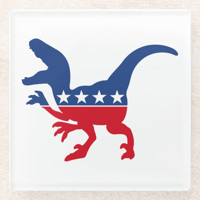 Anti-Politics Patriotic T-Rex Glasuntersetzer (Vorderseite)