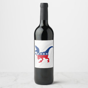 Anti-Politics Patriotic T-Rex Weinetikett