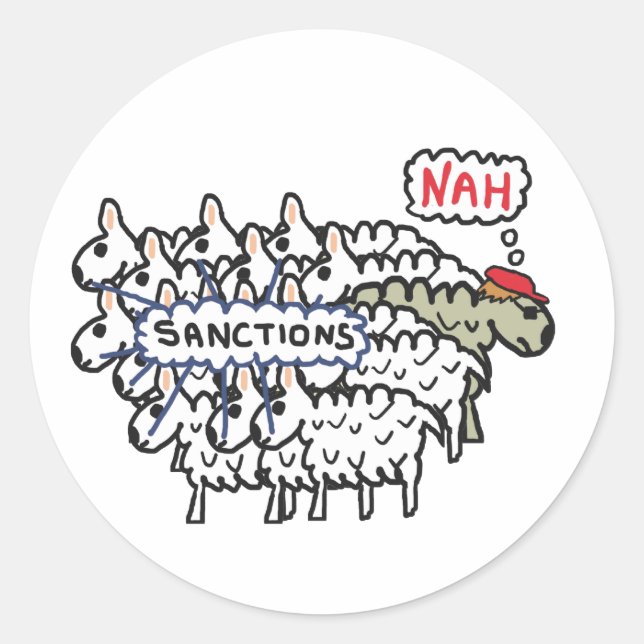Anti-Sanktionsschaf Runder Aufkleber (Vorderseite)