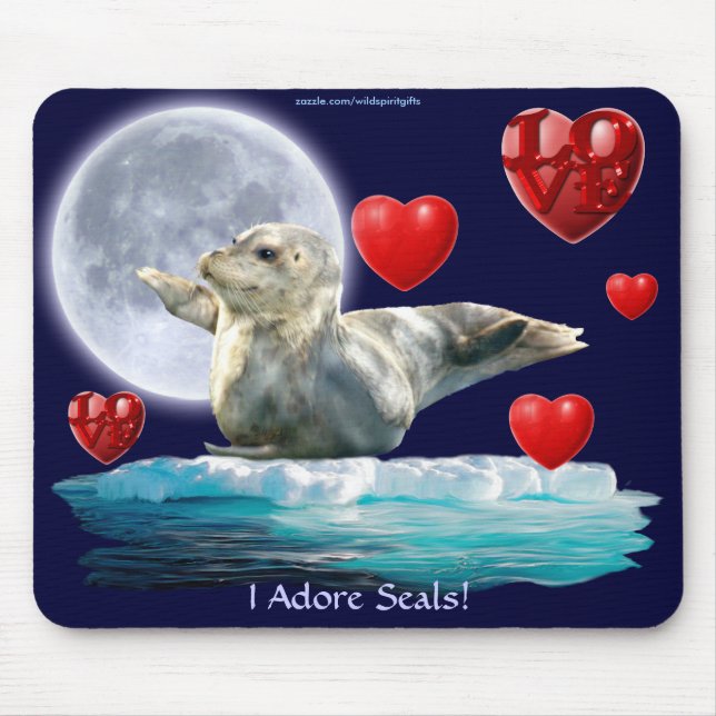 Anti-Sealhunt Siegel-Pup, Moon & Hearts Mousepad (Vorne)