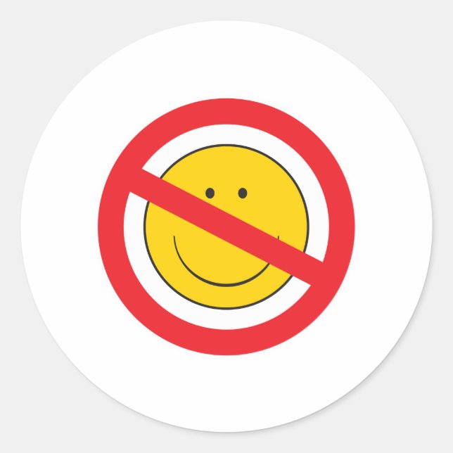 Anti-Smiley Runder Aufkleber (Vorderseite)