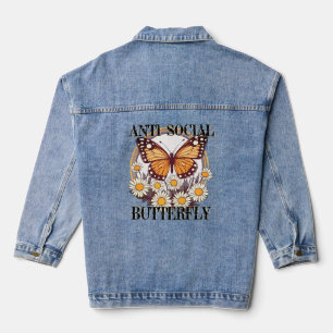 Anti Social Butterfly Retro Boho Daisy Blume Jeansjacke