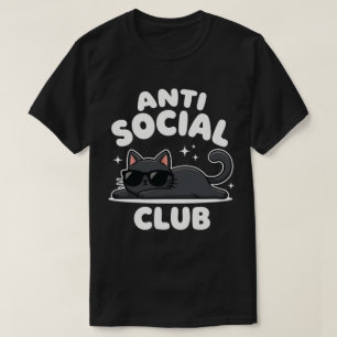 Anti Social Club   Coole schwarze Katze Parodie  T-Shirt