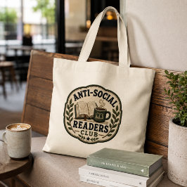 Anti-Sozialer Leseklub Bestickter Stil Buchliebhab Jumbo Stoffbeutel