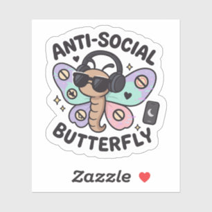 Anti-Sozialer-Schmetterling-Aufkleber – Introverti Aufkleber