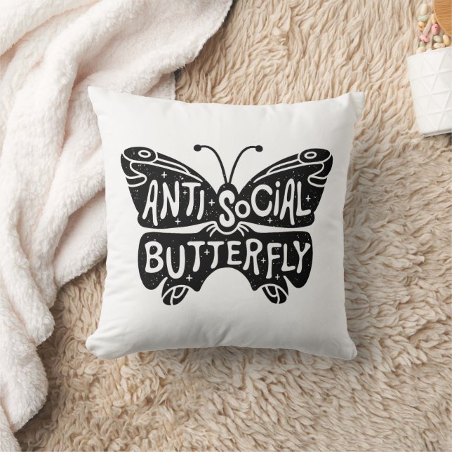 Anti-sozialer Schmetterling Kissen (Decke)