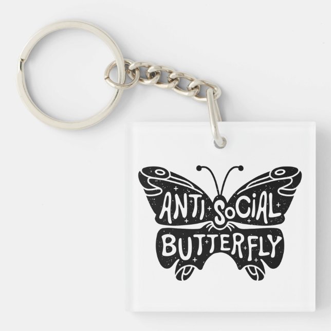 Anti-sozialer Schmetterling Schlüsselanhänger (Vorderseite)