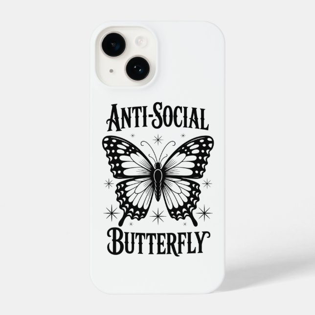 Anti-Sozialer Schmetterling-Spende iPhone 14 Hülle (Rückseite)