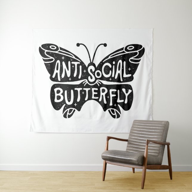 Anti-sozialer Schmetterling Wandteppich (Beispiel (Horizontal))