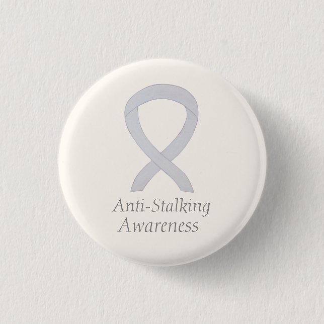 Anti-Stalking Awareness White Ribbon Custom Button (Vorderseite)