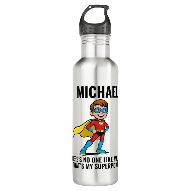 ANTI-STRESS KIDS HERO SUPERHERO POWER EDELSTAHLFLASCHE (Vorderseite)