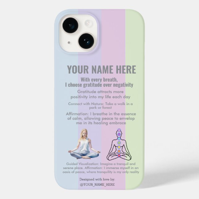 ANTI-Stress YOGA CHAKRA PEACE  GRATITUDE Case-Mate iPhone 14 Hülle (Rückseite)