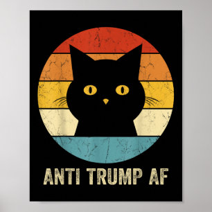 Anti Trump Af T-Shirt Retro Funny Anti Trump Katze Poster