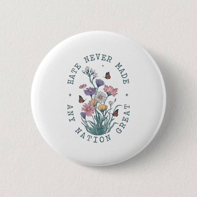 Anti Trump Floral Butterflies Demokratischer Präsi Button (Vorderseite)