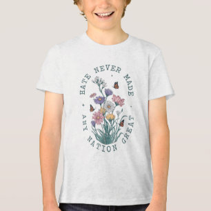 Anti Trump Floral Butterflies Demokratischer Präsi Tri-Blend Shirt