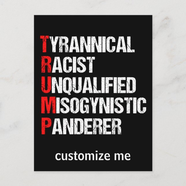 Anti Trump Funny Akronym Postkarte (Vorderseite)
