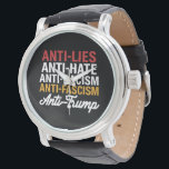 Anti Trump hasst Lügen und Faschismus hält sich ge Armbanduhr<br><div class="desc">Anti Trump hasst Lügen und Faschismus Widerstand gegen Trump 86 45</div>