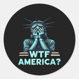 Anti-Trump Politik und Demokratie Wtf Amerika 1 Runder Aufkleber