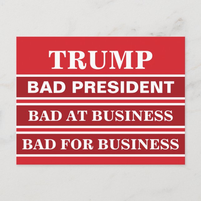 Anti-Trump-Präsident für schlechte Geschäftswelt w Postkarte (Vorderseite)