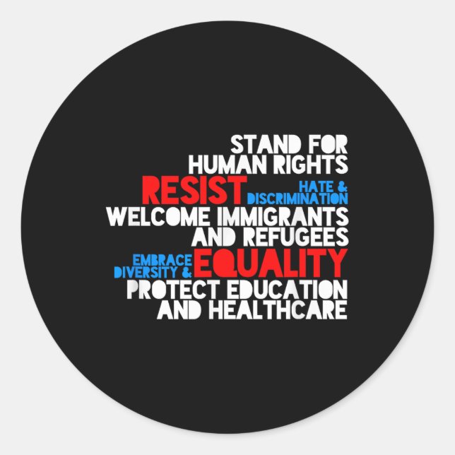Anti Trump Protest Human Rights Resist Runder Aufkleber (Vorderseite)