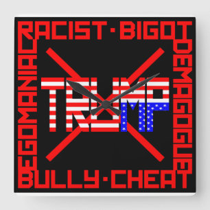 Anti Trump Quadratische Wanduhr