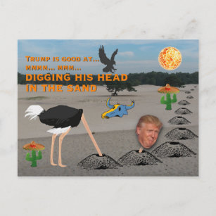 Anti Trump / seinen Kopf im Sand graben, Postkarte