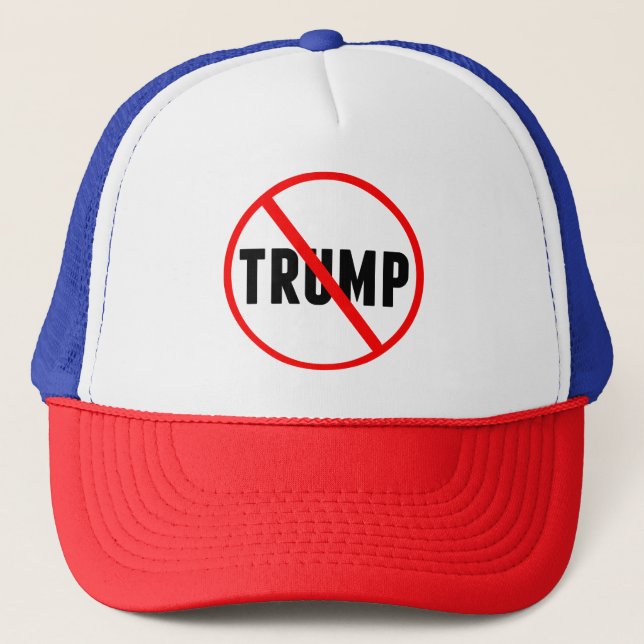 Anti Trump Simple Red Circle X Political Truckerkappe (Vorderseite)