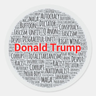 Anti-Trump-Word-Cloud Runder Aufkleber