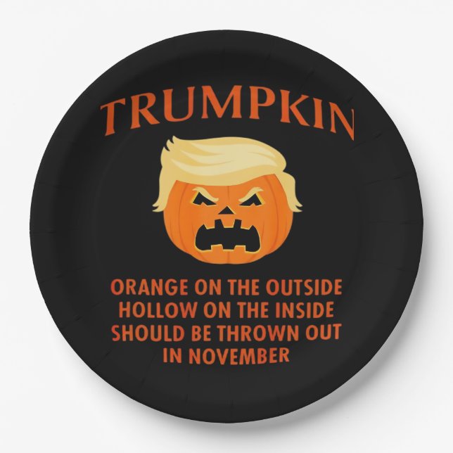 Anti Trumpkin Funny Halloween Pappteller (Vorderseite)