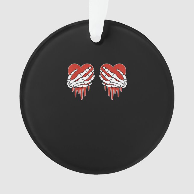 Anti Valentine Skeleton Hands Herz Goth Ornament (Vorderseite)