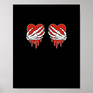 Anti Valentine Skeleton Hands Herz Goth Poster