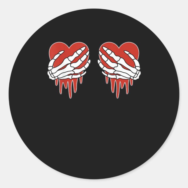 Anti Valentine Skeleton Hands Herz Goth Runder Aufkleber (Vorderseite)