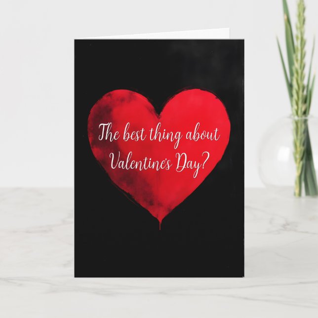 Anti-Valentine's Day Red Heart on Black Karte (Vorderseite)
