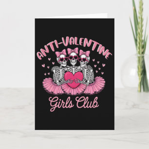 Anti-Valentins Mädchenclub Skelett Lustiges Rosa H Karte