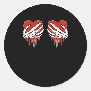 Anti-Valentins-Skelett-Herz im Gothic-Stil Runder Aufkleber