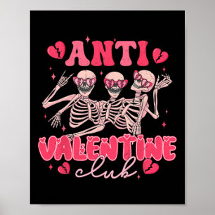 Anti Valentinsclub Lustiger Skelett-Party Valentin Poster