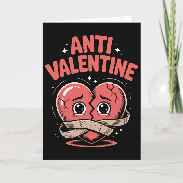 Anti Valentinstag Gebrochenes Herz Cute Ndaged Her Karte (Vorderseite)