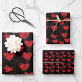 Anti-Valentinstag-Muster für gebrochene Herzen 7 Geschenkpapier Set