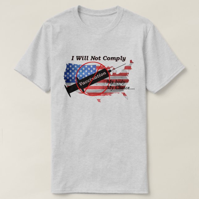 Anti Vax My Body Meine Wahl Red White Blue US Flag T-Shirt (Design vorne)