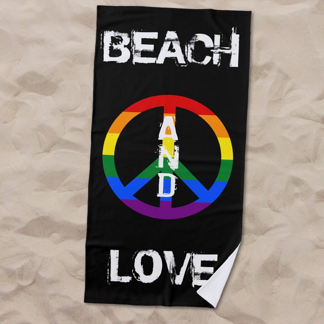 Anti War Gay Rainbow Peace Sign Beach und Liebe Strandtuch (Von Creator hochgeladen)