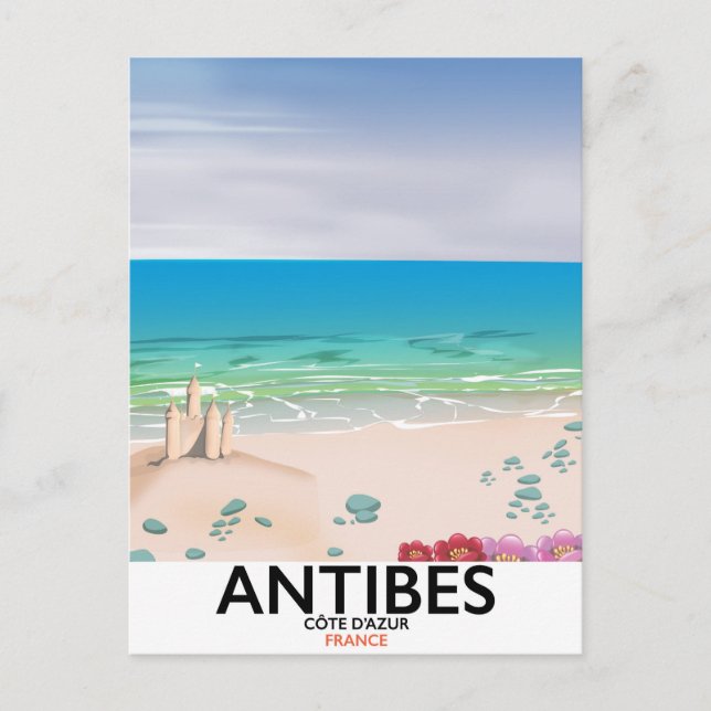 Antibes France Beach Poster Postkarte (Vorderseite)