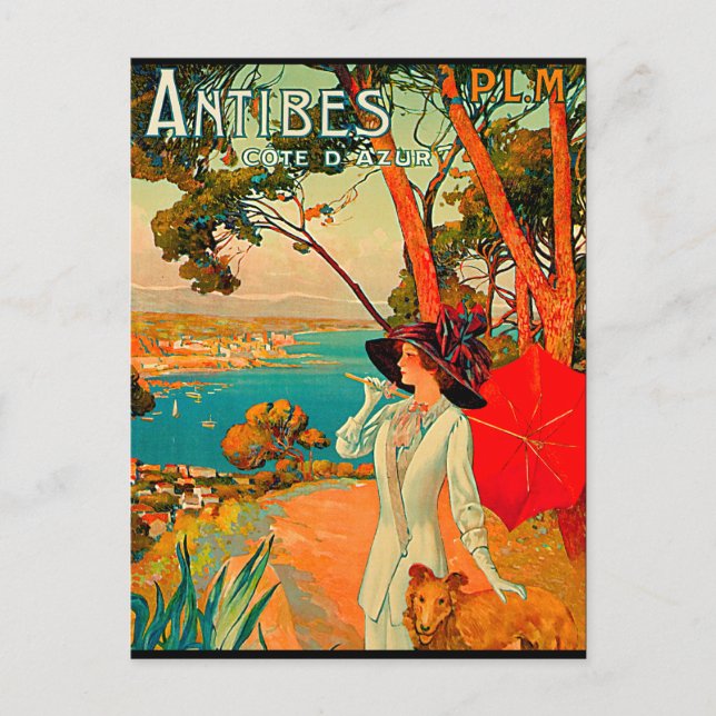 Antibes France Vintage Poster Postkarte (Vorderseite)