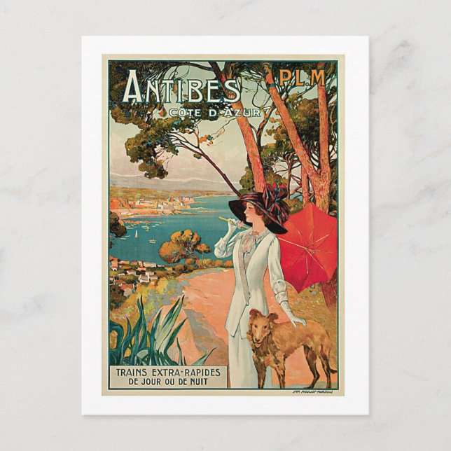 Antibes France Vintage Reisewerbung Postkarte (Vorderseite)