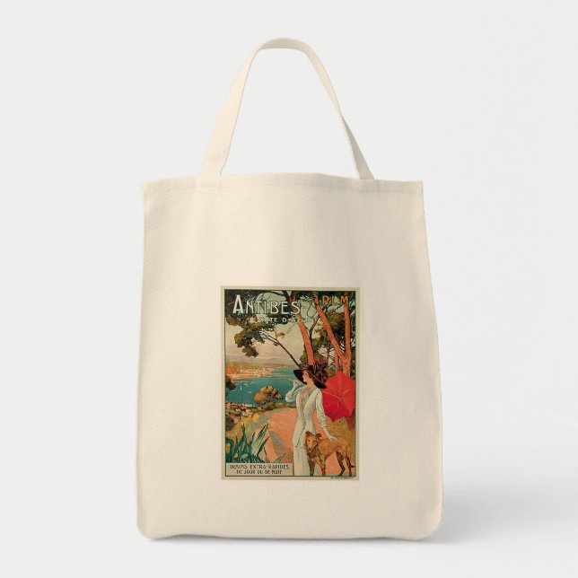 Antibes France Vintage Reisewerbung Tragetasche (Vorne)
