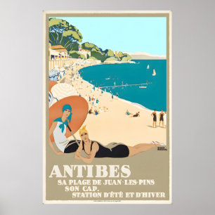 Antibes Frankreich Côte d'Azur Reiseplakat Sa Plag Poster