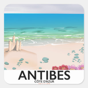 Antibes Frankreich Strandposter Quadratischer Aufkleber