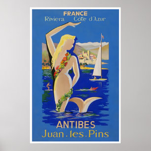 Antibes Reiseplakat Frankreich Kunst Juan Les Pins Poster